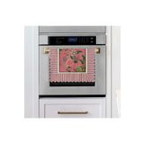 decofav Bordo Çizgi Dekoratif Botanik Çiçekler Tasarımlı Lazer Kesim Fırın Örtüsü 40x53cm