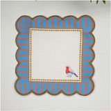 Decofav Dekoratif Mavi Kenar Kuş Desenli Nakış Kenar Kumaş Kokteyl Peçetesi 1 Adet - Renkli - 15 x 15 cm