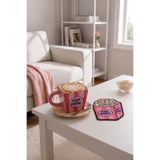 decofav Retro Pembe Popcorn Form Baskılı Nakışlı Kokteyl Peçetesi 1 Adet