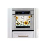 decofav Sulu Boya Ayçiçekleri ve Slogan Tasarımlı Lazer Kesim Fırın Örtüsü 40x53cm