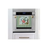 decofav Yeşil Çizgi Dekoratif Botanik Çiçekler Tasarımlı Lazer Kesim Fırın Örtüsü 40x53cm