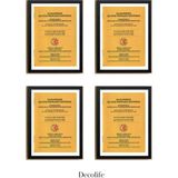 DecoLife 4'lü A4 Çerçeve, Belge Çerçevesi, Diploma, Sertifika, Fotoğraf Çerçevesi, Resim Çerçevesi, 21 x 30 - Siyah