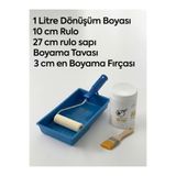 Decolorio (Sehpa, Masa, Ahşap, Dolap, mutfak, tezgah boyası) Dönüşüm boyası 10 cm Rulo Boya Seti – Moher Rulo, Sap, 3 cm Fırça ve Boya Tavası