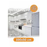 DECOMALL Beyaz Folyo Kendinden Yapışkanlı Folyo Mutfak Dolapı - Mobilya Kaplama - Fayans Kaplama 100 X 200