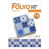 DECOMALL K-35 Kendinden Yapışkanlı FOLYO KARO Suya Dayanıklı Mutfak Banyo Zemin Kaplama 30x30 Cm(4 ADET)