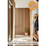 DECOMALL KENDİNDEN YAPIŞKANLI DUVAR KAPLAMA AHŞAP ÇİTA GÖRÜNÜMLÜ FOLYO İSKANDİNAV PANEL (100X300cm) Code133