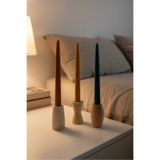 DECOMALL ( MUM 7 ) 3' lü El Yapımı Doğal Ahşap Vazo Şamdan Mumluk 8 cm Modern Dekoratif İskandinav Masif Mumluk