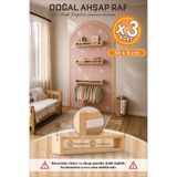 DECOMALL ( Raf-05 ) 50-8 cm 3 lü Ahşap Raf Askılık Ve Kitaplık Rafı-Eğitici Montessori Raf 3 Adet Çocuk Bebek Odası Raf Duvar Rafı