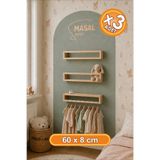 DECOMALL ( Raf-06 ) 60-8 cm 3 lü Ahşap Raf Askılık Ve Kitaplık Rafı-Eğitici Montessori Raf 3 Adet Çocuk Bebek Odası Raf Duvar Rafı