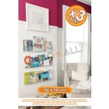DECOMALL x3 Adet 50 x 5 cm Kitaplık Duvar Rafı Kitap Rafı Pleksi Hayalet Raf Duvar Düzenleyici