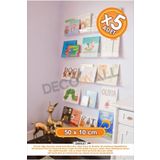 DECOMALL x5 Adet 50 x 5 cm Kitaplık Duvar Rafı Kitap Rafı Pleksi Hayalet Raf Duvar Düzenleyici