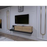 Decomech Mobilya Lancy Duvara Monte Tv Ünitesi, 180 Cm Antrasit-Safirmeşe - Safir Meşe - Antrasit