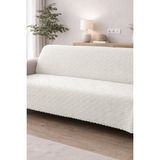 Decomia Home Boeno Kabartmalı Yumuşak Koltuk Örtüsü Çok Amaçlı Koltuk Şalı Kaymaz Süngerli (165X205 Cm) - 165 x 210 cm - 00 Beyaz