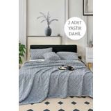 Decomia Home Chain Wellsoft Kendinden Desenli Yumuşak Çift Kişilik 3lü Yatak Örtüsü Seti (220x240+50x70 2 Adet)