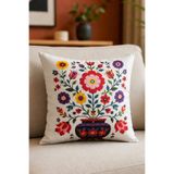 Decomia Home Çift Taraflı Çiçek Desenli Kırlent Kılıfı (43x43 cm)