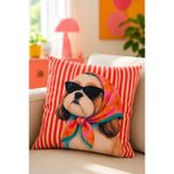 Decomia Home Çift Taraflı Köpek Desenli Kırlent Kılıfı (43x43 cm)
