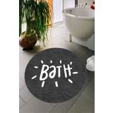 Decomia Home Dijital Baskı Kaymaz Taban Yıkanabilir Bath Yazılı Banyo Paspası Dc-8025 Koyu Gri