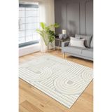 Decomia Home Dijital Baskı Yıkanabilir Ekru İskandinav Salon Halısı Mutfak Halısı Yolluk Halı,Ekru 180 X 350