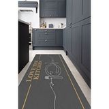 Decomia Home Dijital Baskılı Kaymaz Taban Yıkanabilir Gold Kitchen Yazılı Antrasit Mutfak Halı Yolluk-d5014
