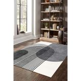 Decomia Home Dijital Kaymaz İskandinav Yıkanabilir Siyah Gri Bej Salon Halısı Mutfak Halısı Balkon Halısı Yolluk,Siyah 140 X 200