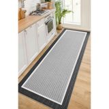 Decomia Home Dijital Kaymaz Yıkanabilir Antrasit Jüt Sisal Görünümlü Mutfak Halısı Salon Halısı Yolluk