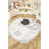 Decomia Home Dijital Kaymaz Yıkanabilir Astronot Uzay Temalı Çocuk Halısı Oyun Halısı Çocuk Odası Dekor,Beyaz 80 X 80