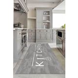 Decomia Home Dijital Kaymaz Yıkanabilir Gri Beyaz Kitchen Mutfak Halısı Ev Dekorasyon Mutfak Dekorasyon