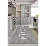 Decomia Home Dijital Kaymaz Yıkanabilir Gri Beyaz Kitchen Mutfak Halısı Ev Dekorasyon Mutfak Dekorasyon,Gri 60 X 200