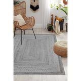 Decomia Home Dijital Kaymaz Yıkanabilir Hasır Jüt Görünüm Modern Salon Halısı Mutfak Halısı Balkon Halısı,Gri 60 X 300