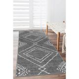 Decomia Home Dijital Kaymaz Yıkanabilir Kilim Desen Etnik Salon Halısı Mutfak Halısı Koridor Halısı Yolluk,Gri 160 X 650