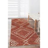Decomia Home Dijital Kaymaz Yıkanabilir Kilim Desen Etnik Salon Halısı Mutfak Halısı Koridor Halısı Yolluk,Kiremit 140 X 600