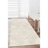 Decomia Home Dijital Kaymaz Yıkanabilir Kilim Desen Etnik Salon Halısı Mutfak Halısı Koridor Halısı Yolluk,Krem 180 X 280