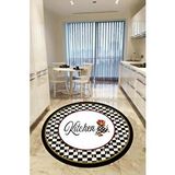 Decomia Home Dijital Kaymaz Yıkanabilir Mackenzie Kitchen Siyah Yuvarlak Mutfak Halısı Dekoratif Halı