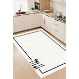 Decomia Home Dijital Kaymaz Yıkanabilir Modern Çerçeveli Kıtchen Mutfak Halısı Beyaz Mutfak Halısı Dc-5056