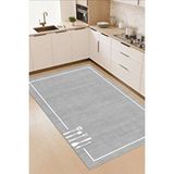 Decomia Home Dijital Kaymaz Yıkanabilir Modern Çerçeveli Kıtchen Mutfak Halısı Gri Mutfak Halısı Dc-5055