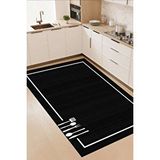 Decomia Home Dijital Kaymaz Yıkanabilir Modern Çerçeveli Kıtchen Mutfak Halısı Siyah Mutfak Halısı Dc-5057