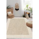 Decomia Home Dijital Kaymaz Yıkanabilir Modern Çizgili Salon Halısı Mutfak Halısı Yolluk Balkon Halısı Ev Dekor,Bej-5 160 X 450