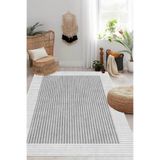 Decomia Home Dijital Kaymaz Yıkanabilir Modern Çizgili Salon Halısı Mutfak Halısı Yolluk Balkon Halısı Ev Dekor,Gri-7 60 X 400