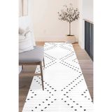 Decomia Home Dijital Kaymaz Yıkanabilir Siyah Beyaz Modern Salon Halısı Mutfak Halısı Yolluk,Beyaz 160 X 400