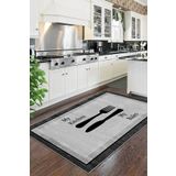 Decomia Home Dijital Yıkanabilir Kaymaz Gri Antrasit Kitchen Mutfak Halısı Mutfak Dekorasyon
