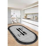 Decomia Home Dijital Yıkanabilir Kaymaz Gri Antrasit Oval Mutfak Halısı Mutfak Dekorasyon,Multi 80 X 100