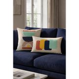 Decomia Home Modern Bohem Tufting Punch Nakışlı Keten Karışımlı İkili Kırlent Kılıfı Salon Dekor (45x45/30x50cm)