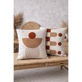 Decomia Home Modern İskandinav Tufting Punch Nakışlı Keten Karışımlı İkili Kırlent Kılıfı Salon Dekor (45x45 cm)