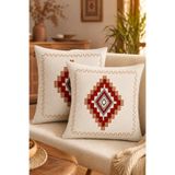 Decomia Home Modern Tufting Punch Nakışlı Keten Karışımlı Kırlent Kılıfı Seti Salon Dekor (43x 43cm)