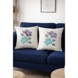 Decomia Home Nakışlı Keten Karışımlı Çiçek Desenli 2'li Kırlent Kılıfı Seti (45x45cm)