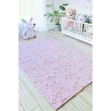 Decomia Home Stary Premium Puffy Peluş Kendinden Desenli Yıldızlı Kaymaz Taban Çocuk Halısı Oyun Halısı,Pembe 80 X 100
