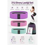 Deconitte 3 Lü Kumaş Direnç Lastiği Seti Kaymaz Pilates Fitness Kalça Bacak Egzersiz Squat Ve Loop Bandı Taşıma Çantalı Çok Renkli