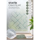 Deconitte Geometrik Desenli Statik Cam Filmi – Buzlu Yapışkansız Mahremiyet ve Dekoratif Cam Folyosu, 60cmX500cm