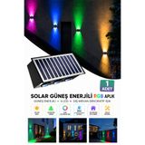 Deconitte Güneş Enerjili RGB Solar Aplik 6 LED, Renkli Işıklı Otomatik Yanan Dış Mekan Duvar Lambası, Bahçe Ba