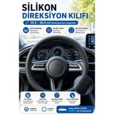 Deconitte Oto Silikon Direksiyon Kılıfı Siyah, Kaymaz Yüzey, Yumuşak Tutuş, Kolay Takılan Universal Araç Direksiyon Koruyucu - 38 cm